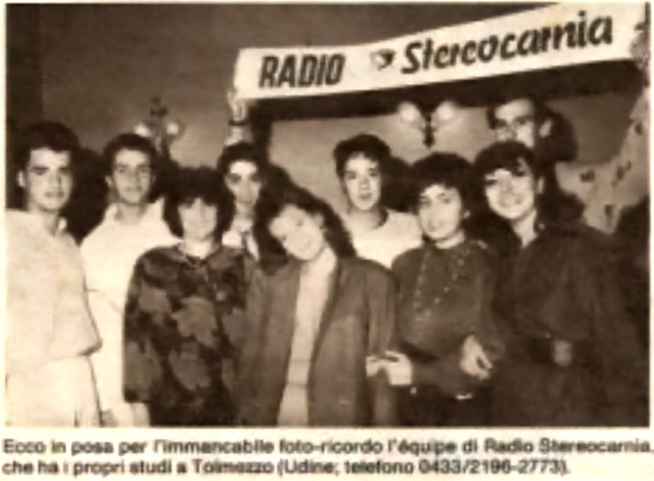 Radio Stereo Carnia nella rubrica Radiogiornale di Sorrisi e Canzoni TV, anni '80